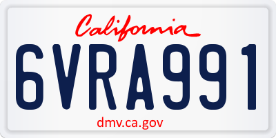 CA license plate 6VRA991