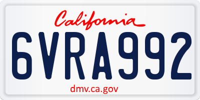 CA license plate 6VRA992