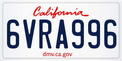 CA license plate 6VRA996