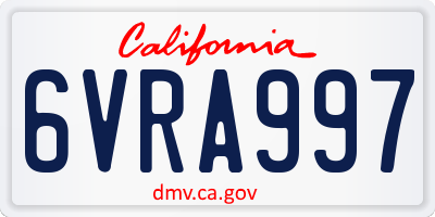 CA license plate 6VRA997