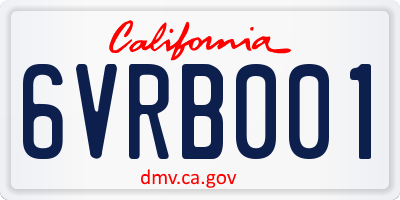 CA license plate 6VRB001