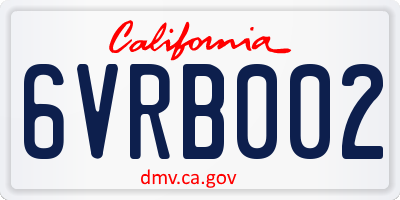 CA license plate 6VRB002