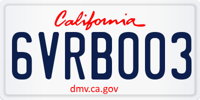 CA license plate 6VRB003