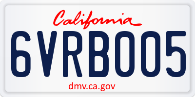 CA license plate 6VRB005