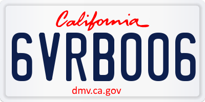 CA license plate 6VRB006