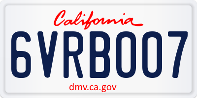 CA license plate 6VRB007