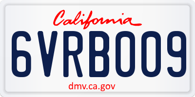 CA license plate 6VRB009