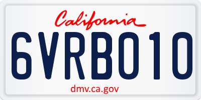 CA license plate 6VRB010