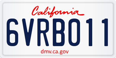 CA license plate 6VRB011