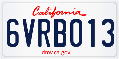 CA license plate 6VRB013