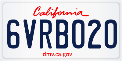 CA license plate 6VRB020