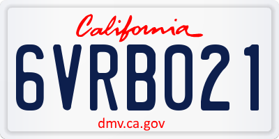 CA license plate 6VRB021