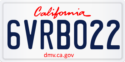 CA license plate 6VRB022