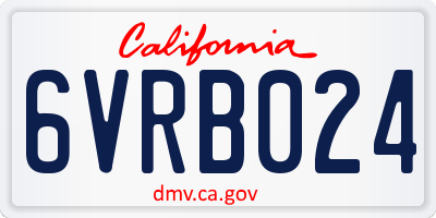 CA license plate 6VRB024