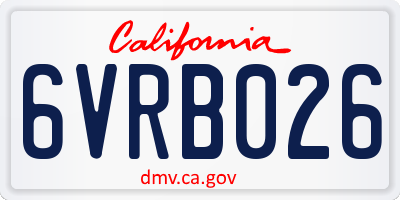 CA license plate 6VRB026