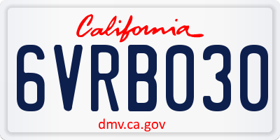 CA license plate 6VRB030