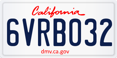 CA license plate 6VRB032