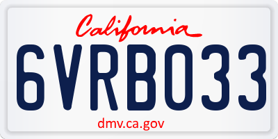 CA license plate 6VRB033