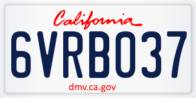 CA license plate 6VRB037