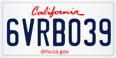 CA license plate 6VRB039