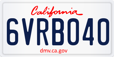 CA license plate 6VRB040