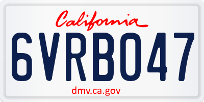 CA license plate 6VRB047