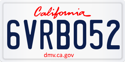 CA license plate 6VRB052