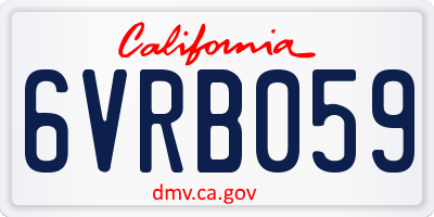 CA license plate 6VRB059