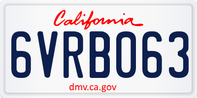 CA license plate 6VRB063