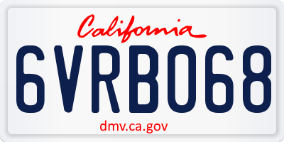 CA license plate 6VRB068