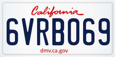 CA license plate 6VRB069