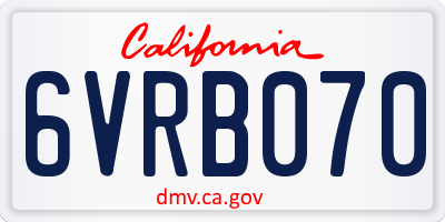 CA license plate 6VRB070