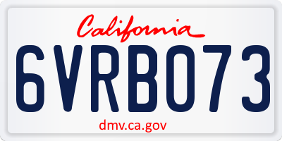CA license plate 6VRB073