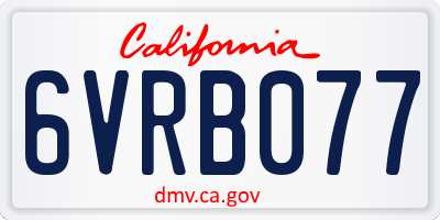 CA license plate 6VRB077