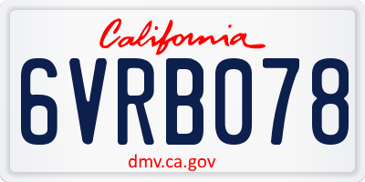 CA license plate 6VRB078