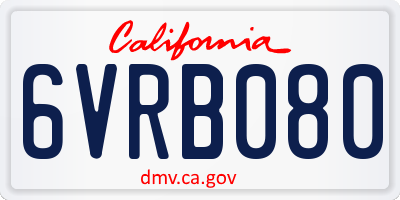 CA license plate 6VRB080