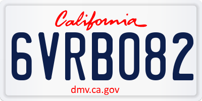 CA license plate 6VRB082