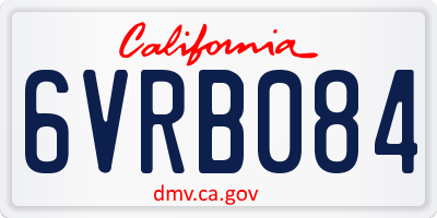 CA license plate 6VRB084