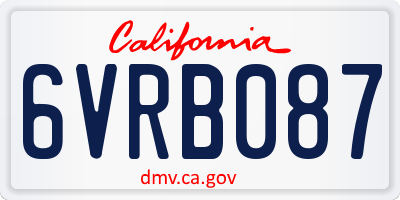 CA license plate 6VRB087