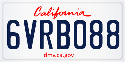 CA license plate 6VRB088