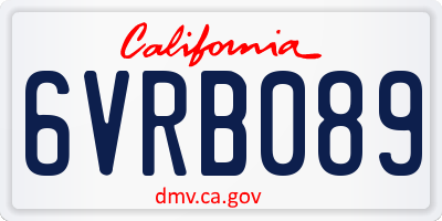 CA license plate 6VRB089