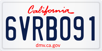 CA license plate 6VRB091