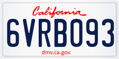 CA license plate 6VRB093