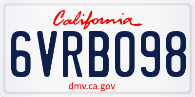 CA license plate 6VRB098