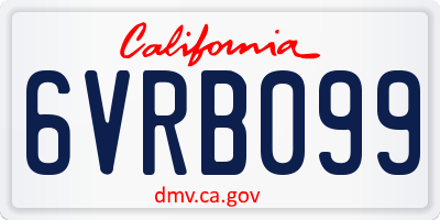 CA license plate 6VRB099