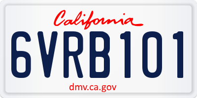 CA license plate 6VRB101