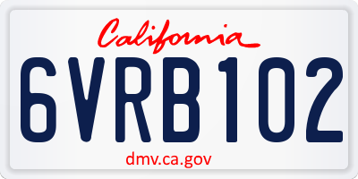 CA license plate 6VRB102