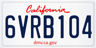 CA license plate 6VRB104