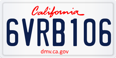 CA license plate 6VRB106