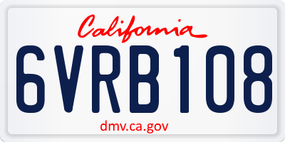 CA license plate 6VRB108